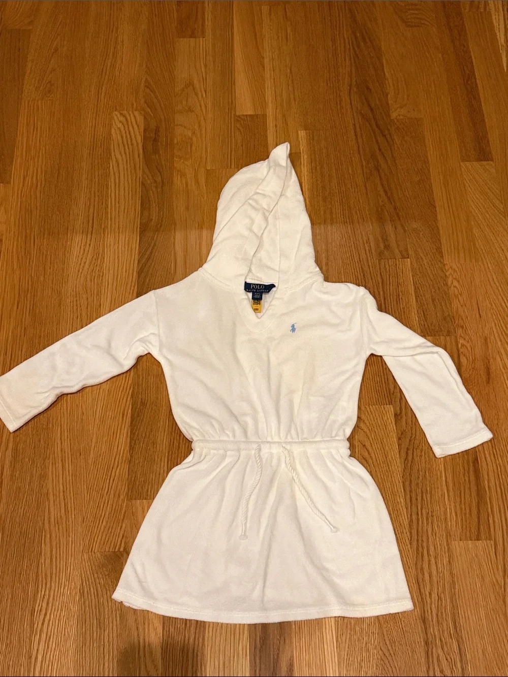 Ralph Lauren White Hooded Kids Terry swim coverup Dress